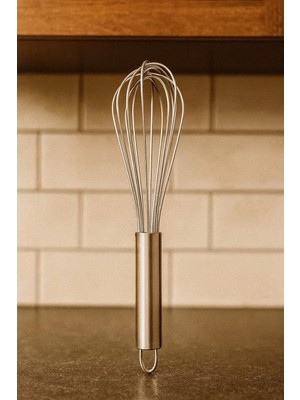 Mikasso Paslanmaz Çelik Orta Boy 8 Telli Çırpıcı – 30 cm - 12 Inç Paslanmaz Çelik