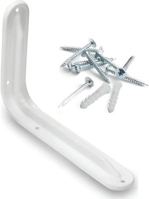 Mikasso Beyaz Lüx 10 x 15 cm Raf Altı Aparatı Ayağı L Demir Köşe Konsol Raf Tutucu Deprem Dolap Sabitleyici