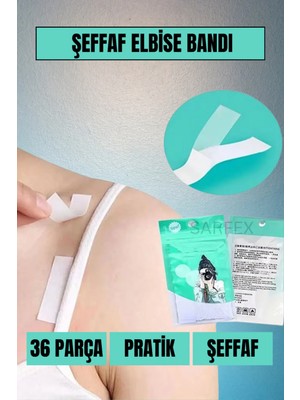 Mikasso 36 Parça Şeffaf Elbise Sabitleyici Dekolte Takı Kıyafet Sabitleme Bandı Elbise Kaydırmaz Bant Şeffaf