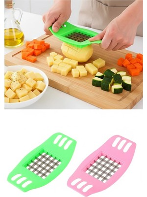 Mikasso Pratik Paslanmaz Patates Kesici Küp Doğrama Kızartmalık Hazırlık Aletleri Çok Renkli