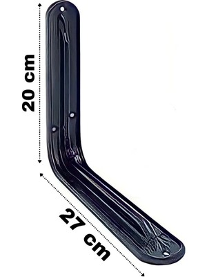 Mikasso Siyah Lüx 20 x 27 cm Raf Altı Aparatı Ayağı L Demir Köşe Konsol Raf Tutucu Deprem Dolap Sabitleyici