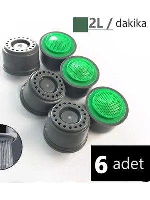 Mikasso Perlatör %90 Su Tasarruflu 2 Lt Sprey Akışlı 6 Adet ( Su Sprey Şeklınde Akar ) Yeşil