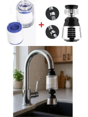 Mikasso Oynar Kısa Başlıklı Pas Tortu Önleyici Arıtma Filtreli Su Tasarruflu Mutfak Evye Batarya Musluk Ucu