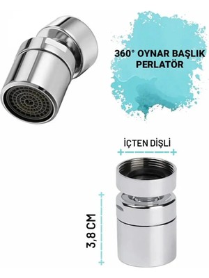 Mikasso Hareketli Musluk & Batarya Ucu Perletörü- Iç Dişli Oynar Başlı