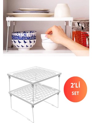Mikasso 2 Adet - Dolap Içi Düzenleyici Raf Organizers Dayanıklı Bardak Rafı A Kalite Düzenleme Rafı Plastik