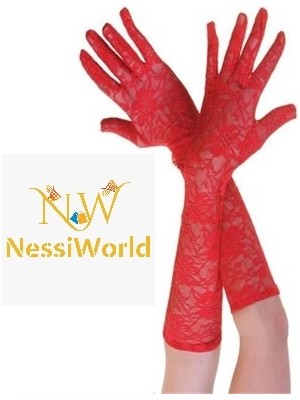 NessiWorld Kırmızı Renk Orta Boy Dantelli Eldiven