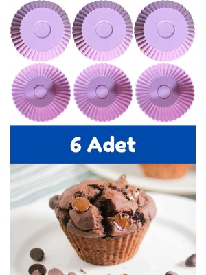 Mikasso Pembe 6'lı Silikon Mini Browni Kalıbı - Muffin Kalıbı 6 Adet Cupcake Kek Kalıbı Silikon Pembe