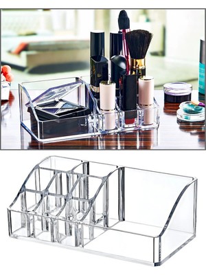 Mikasso 9 Bölmeli Çok Amaçlı Şeffaf Makyaj Organizeri - Kozmetik Ürün Düzenleyici - Kalem Makyaj Organizer P