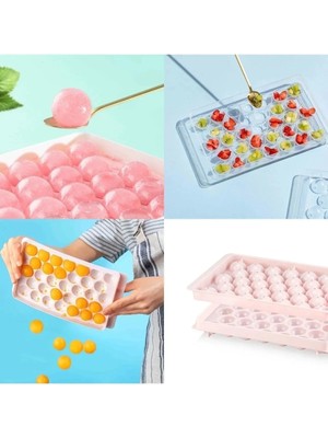 Mikasso 33 Bölmeli Misket Buz Kalıbı Kapaklı 33 Hazneli Yuvarlak Buz Kalıbı Kokteyl Sunum Buz Kalıbı Plastik