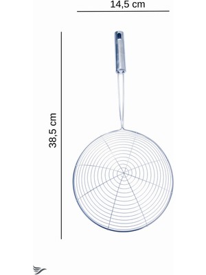 Mikasso Çelik Lüx Paslanmaz Kızartma Kevgiri, Yağ Süzgeci, Çelik Tel Kepçe Paslanmaz Çelik Beyaz