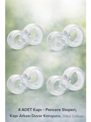 Mikasso 4 Adet Kapı - Pencere Stoperi, Kapı Arkası Duvar Koruyucu, Silikon Durdurucu