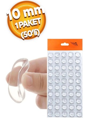 Mikasso 50 Adet 10 mm Şeffaf Silikon Bazlı Ses Stoperi Duvar Yüzeyi Dolap Kapı Tampon Koruyucu Çok Renkli