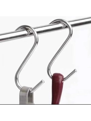 Mikasso Metal S Şeklinde Metal Kanca Askı Mutfak Banyo Gardrop Dolap Demiri Askısı 10'li Paket Metal Gri