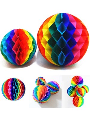 NessiWorld Gökkuşağı Renkli 30 cm Rengarenk Kağıt Süs Fener 1 Adet