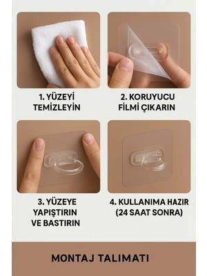 Mikasso Şeffaf Duvar Askı Aparatı – Yapışkanlı Kanca | Deliksiz Pratik Montaj Askı Çok Renkli