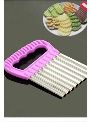 Mikasso Lüks Pratik Patates Meyve Sebze Doğrama Dilimleme Cips Bıçağı Çelik Metalik