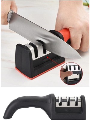 Mikasso Bileyici Bıçak Keskinleştirme Aleti 3 Kademeli Plastik Siyah