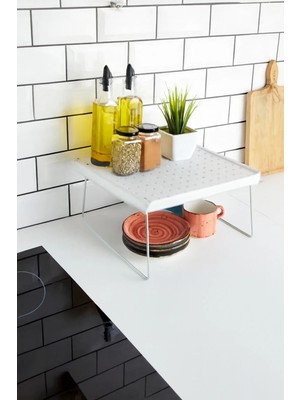 Mikasso Şık ve Fonksiyonel Tezgah Üstü Raf – Mutfak Düzenleyici, Modern Tasarım Plastik Beyaz Tr