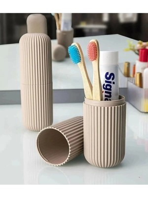 Mikasso Bej Renk Smart Saklama Kabı Diş Fırçalık Seyehat Çok Amaçlı Organizer Plastik 10 x 15 Bej