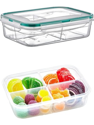 Mikasso Fresh Box 4 Bölmeli Saklama Kabı 1000 ml Hava Geçirmez Sıvı Sızdırmaz Beslenme Kabı Plastik Beyaz