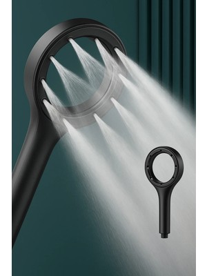 Mikasso Hendek Su Tasarruflu Siyah Turbo Jet Banyo Duş Başlığı El Duşu Siyah Plastik