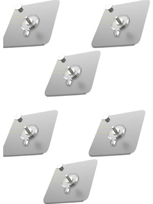 Mikasso 6 Adet Şeffaf Ultra Güçlü, Sağlam, Bırakmaz, Paslanmaz Metal Başlıklı Banyo, Mutfak Askısı