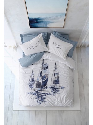 Cotton Box Maritime Tek Kişilik Nevresim Takımı Skipper Indigo