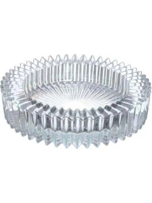 Mikasso Kristal Lüks Cam Küllük Cam Kül Tablası Puro Kül Tablası Cam Beyaz Yuvarlak