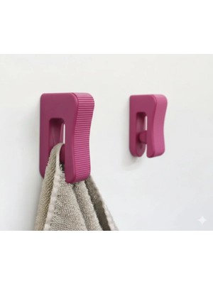Mikasso 2'li Mutfak Banyo Bornoz Havlu Askılığı - Otomatik Tutup Bırakmalı Havlu Tutacağı Pembe