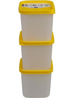 Mikasso Alaska Nofrost Saklama Kabı 0,38 Litre 3'lü Sarı Plastik Sarı