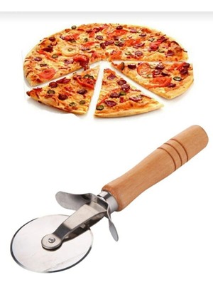 Mikasso Ahşap Saplı Çelik Bıçaklı Pizza Kesici Çelik