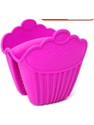 Mikasso Cupcake Desenli Silikon Fırın Eldiveni Asorti Silikon Beyaz