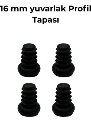 Mikasso 16 mm Iç Yuvarlak Tapa Sehpa Sandalye Masa Içe Geçme Profil Boru Tapası (Kelebek) (4 Adet) Siyah