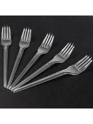 Mikasso Ekonomik Şeffaf Plastik Çatal PK:100 Lü Takribi En 2.2 cm Boy 16 cm Plastik Çok Renkli