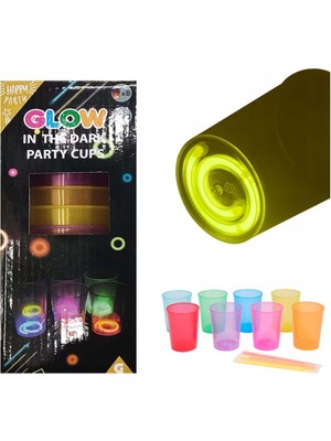 NessiWorld Karanlıkta Yanan Gece Işığı Mega Glow Bardaklar 8 Adet 8.5 x 10.5 cm