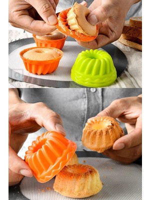 Mikasso Silikon Pişirme Kalıbı 6 Lı Mini Kek Kalıbı 3D Kurabiye Pasta Muffin Kalıpları Döküm Çok Renkli