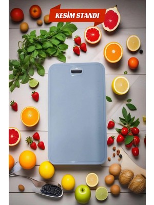 Mikasso Ekmek, Sebze, Meyve Kaydırmaz Leke Tutmaz Kesim Standı Tahtası - Gri Plastik Gri