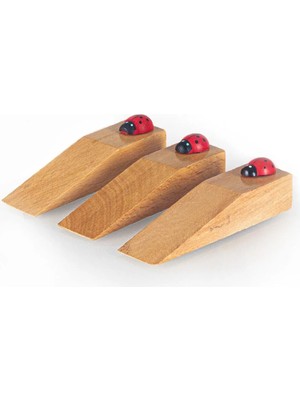 Mikasso Kahverengi 3 Adet Ideal Ahşap Uğur Böcekli Kapı Stoperi