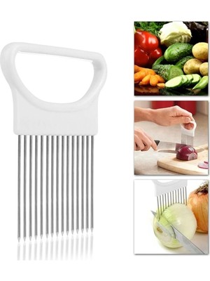 Mikasso Parmak Koruyucu Soğan Domates Tutucu Dilimleyici Doğrayıcı Aparat Çelik