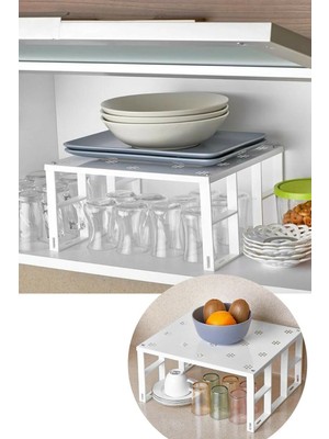 Mikasso Lüks Dolap Içi Raf Düzenleyici Beyaz Metal Beyaz Tr