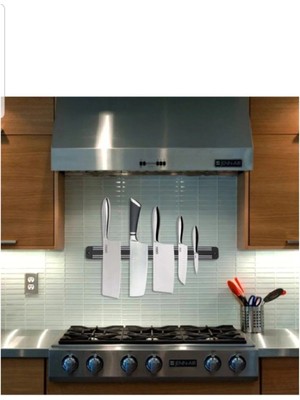 Mikasso Mıknatıslı Paslanmaz Duvar Bıçak Askısı Standı 33 cm Aparat Metal Gri