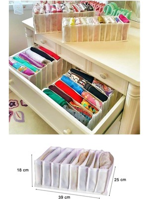 Mikasso Çekmece ve Dolap Içi 8 Bölmeli Akordiyon Organizer L Kumaş Beyaz