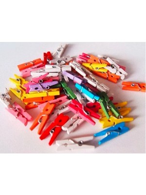 Mikasso Renkli Ahşap Küçük Mandal 25'li Mini Ahşap Mandal - Fotoğraf Mandalı 25 Tr Turuncu