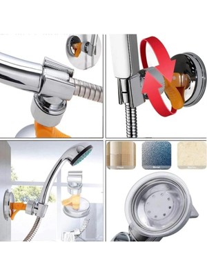 Mikasso Vakumlu Vantuzlu Duş Askısı Mafsal Duş Başlığı Tutucu Askı 360 Derece Ayarlanabilir Vantuzlu Duş Güm