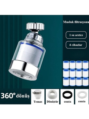 Mikasso Filtreli Musluk Başlığı – Su Arıtma Aparatı | Kireç ve Klor Önleyici, Tasarruflu Başlık Şeffaf