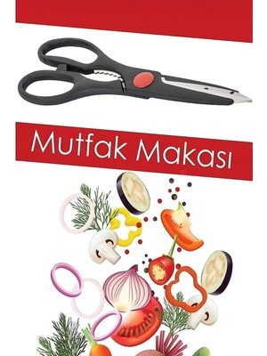 Mikasso Mutfak Makası Çok Amaçlı Et Balık Tavuk Börek Sebze Doğrama Makası Yemek Makası 21 cm Efsane Çelik