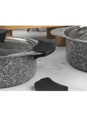 Mikasso Bir Çift Silikon Tutacak Tencere Tava Kulp Kapak Tutacağı Tutamaç 9x4 cm Silikon Gri