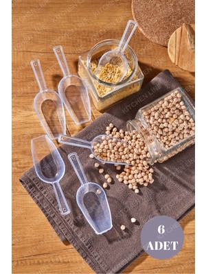 Mikasso 6 Adet Baharat Kaşığı - Şeker Reçel Baharatlık Kaşığı Şeffaf Plastik Turuncu