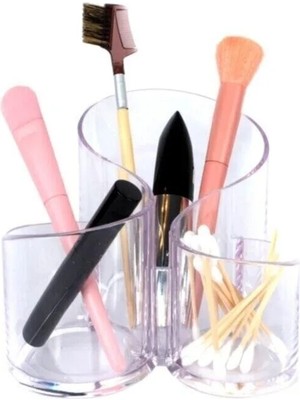 Mikasso 3 Gözlü Makyaj Organizer Makyaj Organizer Takı Organizer Plastik Beyaz