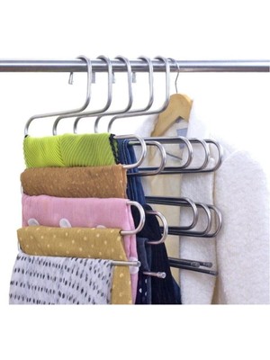 Mikasso Dolap Içi Pantolon Etek Askısı 5 Katlı Plastik Gri